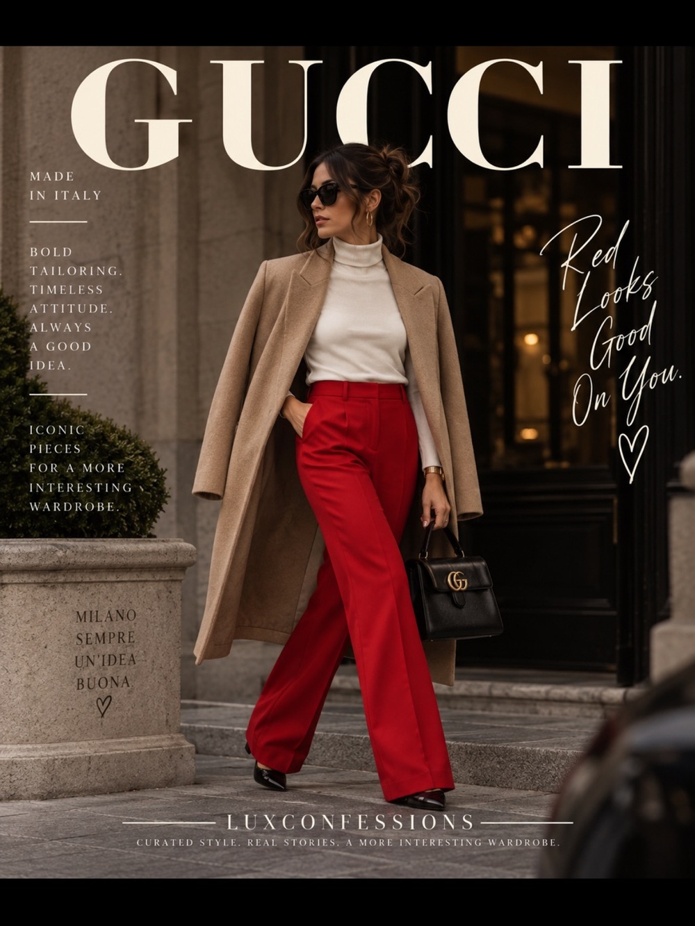 Gucci Red Wool Silk Tailored Trousers Pants IT 44 US 8 Alessandro Michele